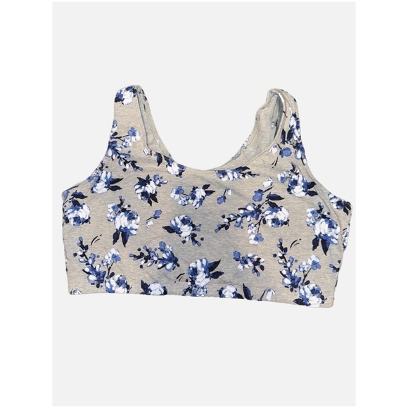 Fruit of the Loom- Blue Floral Print Crop Top size 42 - Picture 2 of 8